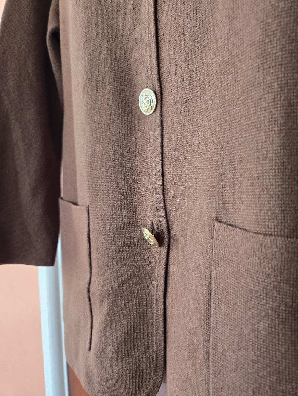 J.Crew Giselle Long Sweater-Blazer Walnut Brown, Gold Buttons, Size XXS - Picture 7 of 10